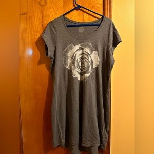 Life is good. T- shirt dress. It’s is gray with beautiful rose on the front